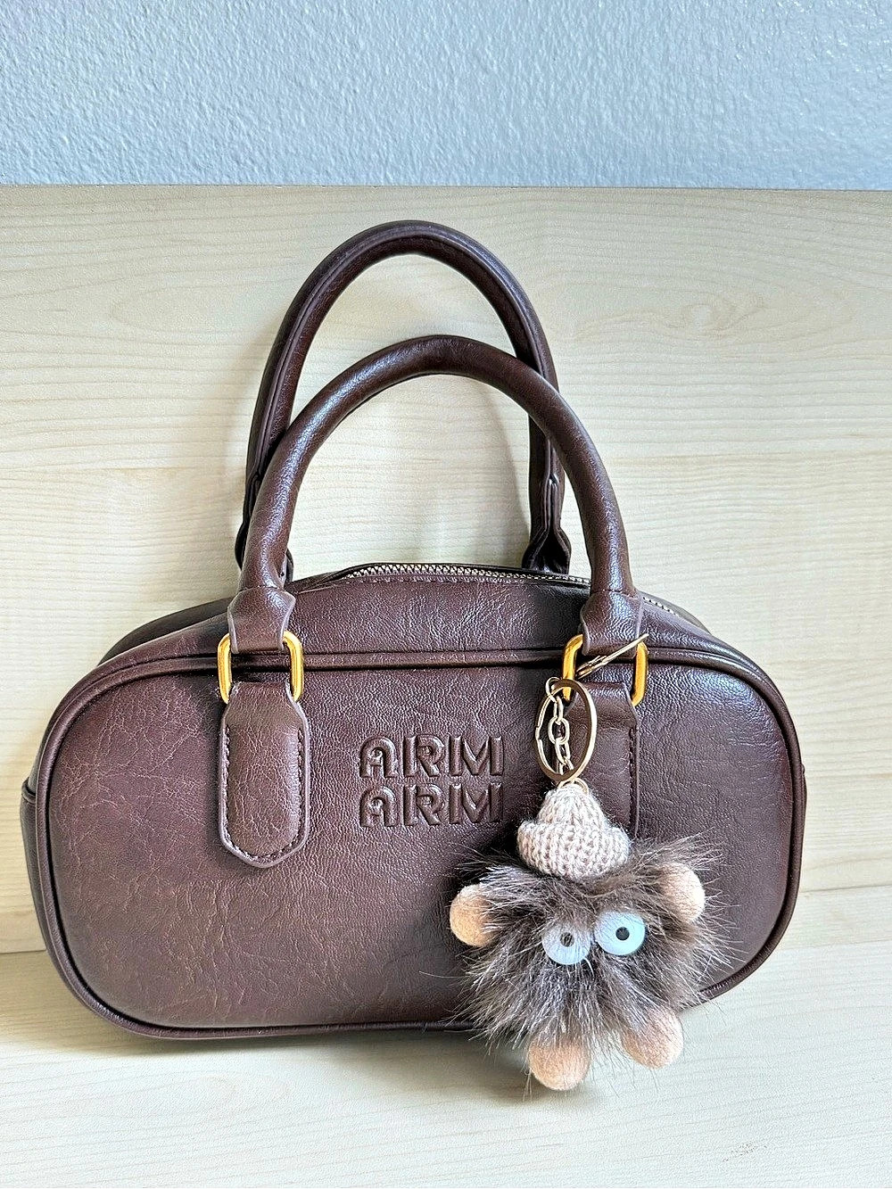 Brown Satchel Bag with Charm